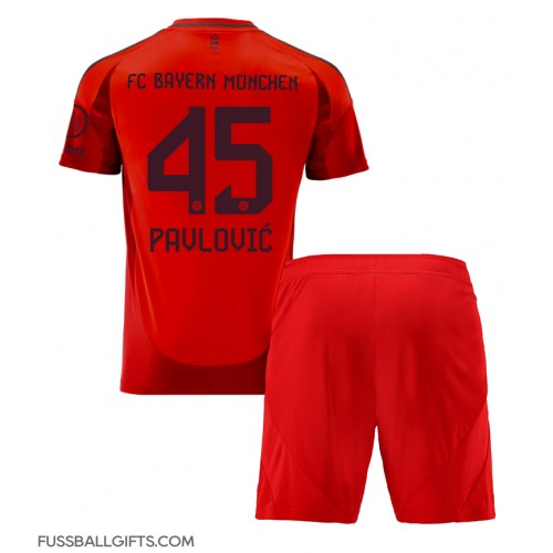 Bayern Munich Aleksandar Pavlovic #45 Fußballbekleidung Heimtrikot Kinder 2024-25 Kurzarm (+ kurze hosen)